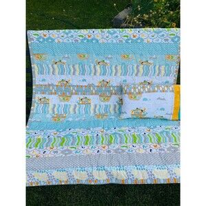 Lovely Quilted Riley Blake Minky Animal Quilt + Pillow / Noah’s Ark Quilt
